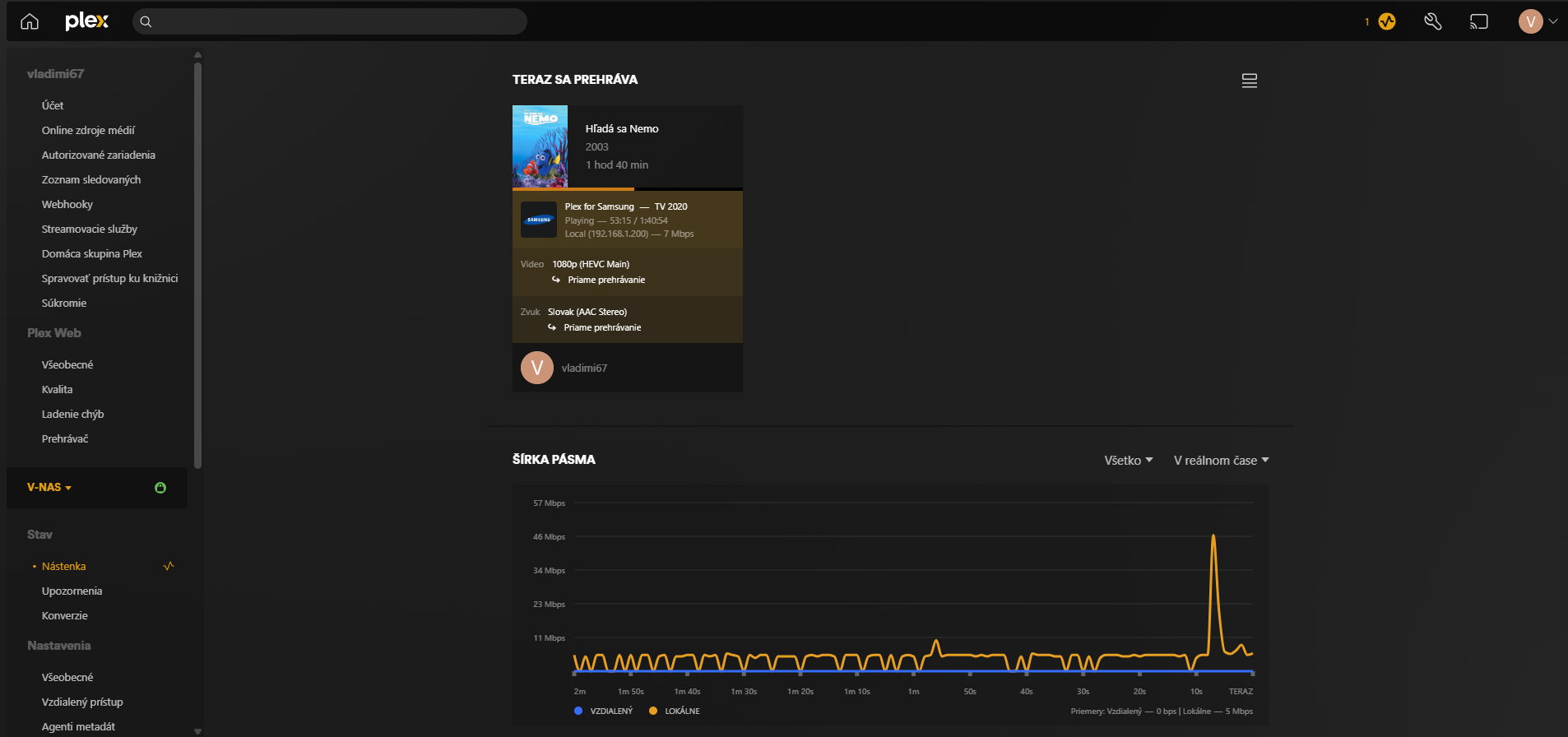 Plex hlavná obrazovka — prehľad knižníc